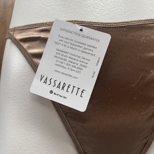 Vassarette TrueSatin Second Skin Thong Size 7/L Shiny Taupe Vintage #18-243 NWT - Picture 4 of 6