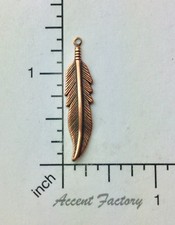 39265 4 Pc Copper Oxidized Medium Feather Charm Jewelry Finding