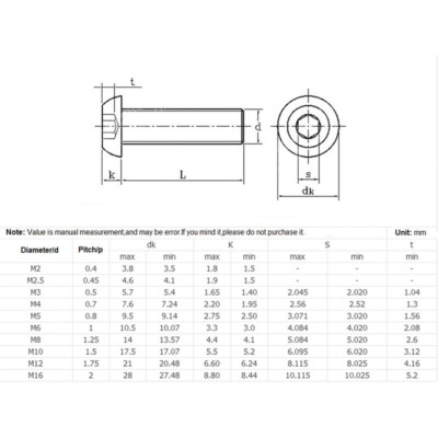 Vis à Métaux Tête Bombée Hexagonale Creuse Inox A2 ISO 7380 8X100 Boîte - Foto 2