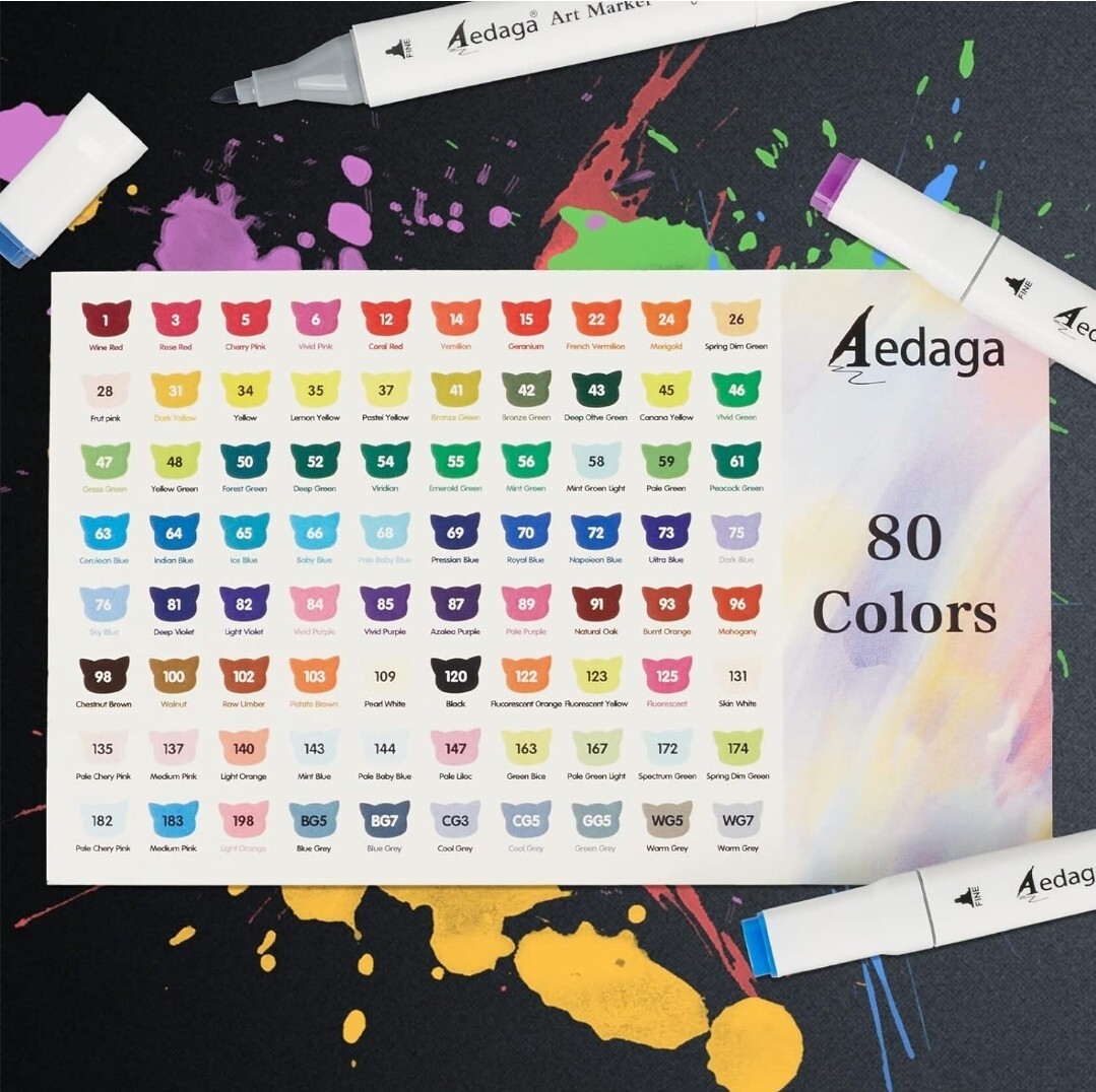 YHC 80 Colors Alcohol Markers for Artists Free APP for Coloring Dual Tips 