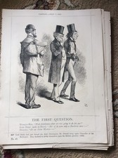 B7c Ephemera Victorian Punch Cartoon Benjamin Disraeli - The First Question