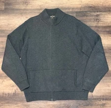 Vtg LL Bean 100% Cotton Knit Zip Up Sweater Size Large Green 0BTL7 Prep Grandpa