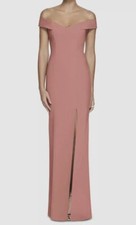 257 Dessy Collection Women's Pink Off the Shoulder Crossback Gown Dress Size 14