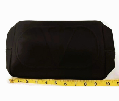 Valentino Unisex V Logo Big Black Pouch Toiletry Bag Clutch