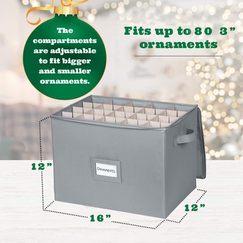 HOLDN’ STORAGE Christmas Ornament Storage Box -Store 80- 3” Holiday Ornaments - Picture 5 of 17