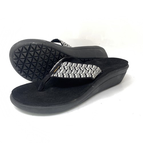 Teva Voya Damen-Sandalen schwarz/grau Keilabsatz Riemen 1019043 Größe 8 M
