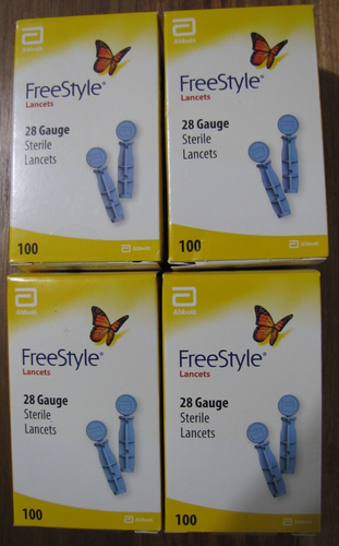 Freestyle Lite Lancets 28 Gauge 4 -100 count ea. New/Sealed Exp 2028 & 2029