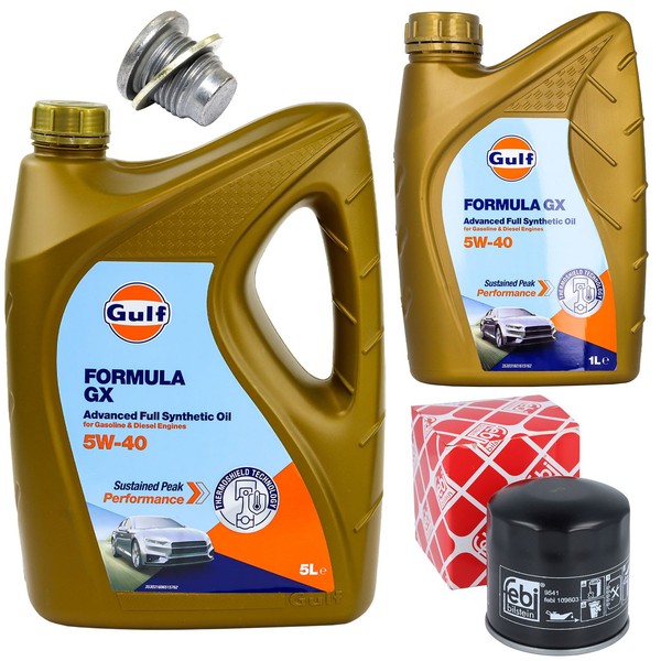 MotoröL Filter Set Gulf Formula GX 5W-40 6 Liter + Schraube FüR Renault Kangoo-image