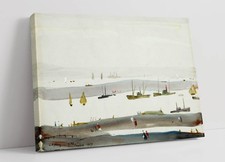 DIE M&Uuml;NDUNG, L.S. LOWRY - WOHNKULTUR TIEF GERAHMTER LEINWANDBILD-WANDKUNSTDRUCK