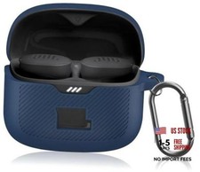 for JBL Tune Buds Case Cover, Soft Silicone Protective Earbuds Case Front Blue