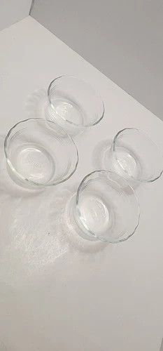 Pyrex Orginals Custard Cup Ramkins Clear 463 Crimpled Scalloped 6oz Set Of 4