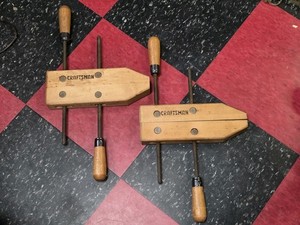 Nice Pair Vintage CRAFTSMAN 10" Wood Clamps - Carpentry Woodworking