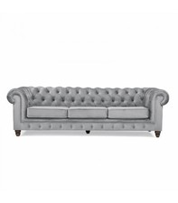 Chesterfield 5 Sitzer Klassische Luxus Sofa Textil Leder Couch Silber Couchen