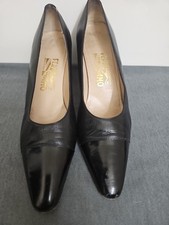 Vintage Salvatore Ferragamo Cap Toe Patent Leather Spectator Heel Sz 9.5AA