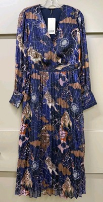 SCOTCH & SODA Open Navy Printed Midi Dress - M - £155