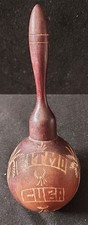 Pre-1962 MCM Wood Maraca-Shaped Souvenir - Ritmo Cuba - Hand Carved - UNIQUE 