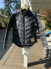 the north face Puff Tamburello jacket women Large Logo Full Zip Arctic Camo