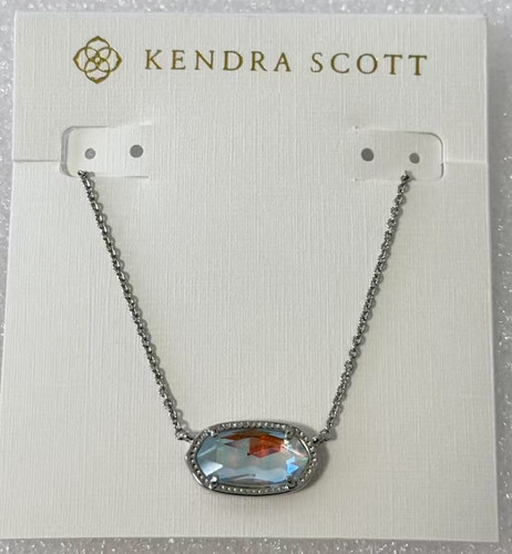 Elisa Dainty Silver Pendant Necklace in Rainbow Coated Glass Gift for Her ✨