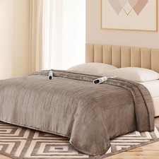 Electric Blanket King with Dual Control-100x90 Soft Double-Sided Flannel Heat...