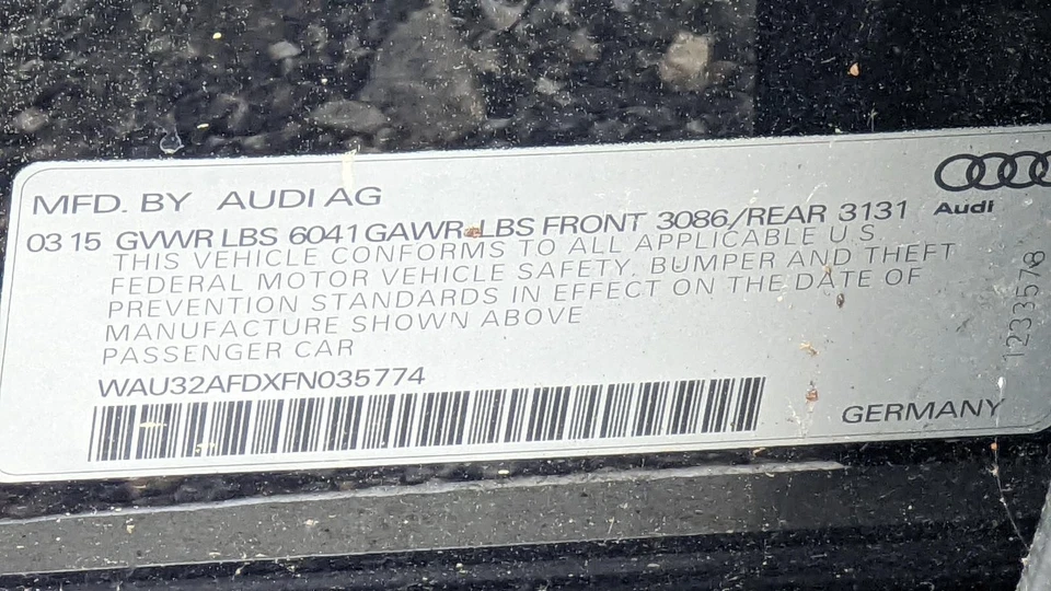 Used Rear Right Door Assembly Rear Side fits: 2015 Audi A8 LWB A8L opt K8L w/lam Foto 2 de 4