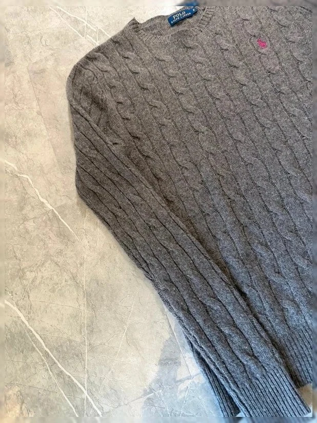 Pull Torsadé Ralph Lauren, Col Rond, Maille Cable Knit, Laine Cachemire #TRL2 - Photo 3/4
