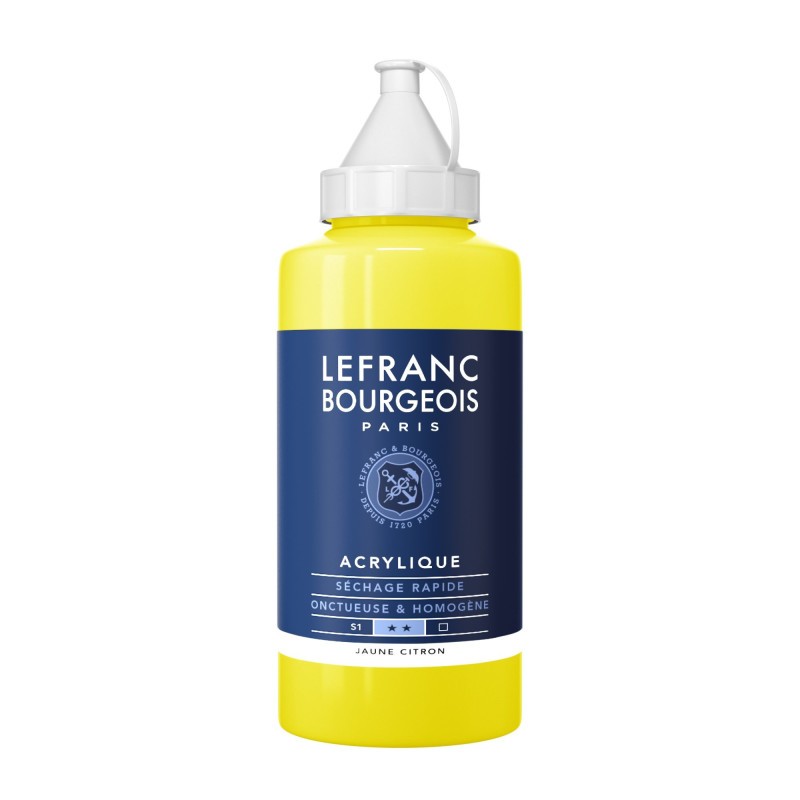 Peinture acrylique fine jaune citron 169 Lefranc Bourgeois bidon 750ml