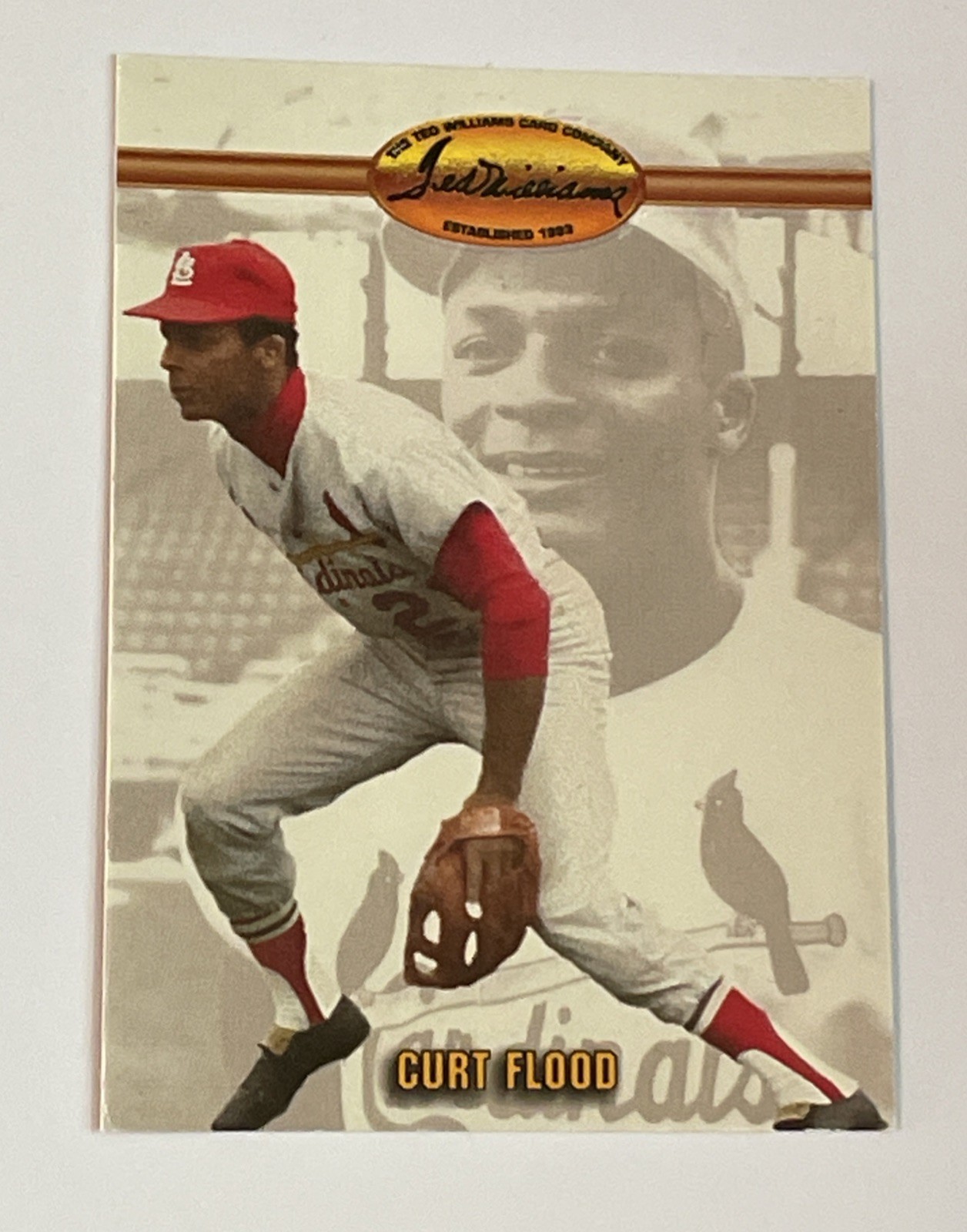 Curt Flood 1993 Ted Williams Card Company #88 St. Louis Cardinals HOF Honors