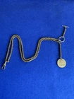 Single Albert Pocket Watch Chain Gold  Plated Marianne Goddess Of Liberty Coin