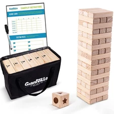 GIANTVILLE LARGE WOODEN BLOCKS MEGA WOOD TOYS CARRY BAG 54 PCS - BROWN