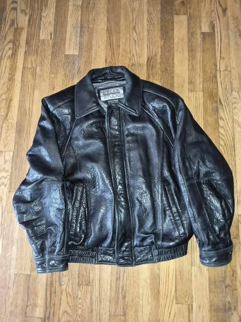 Pelle Studio Leather Bomber Jacket Size L Black Thinsulate - product detail image 1
