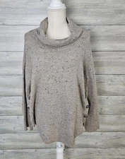 AB Studio Women's Size Large Tan Cowl Neck Long Sleeve Sweater