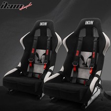 Universal Black Bucket Racing Seats Slider 4 Point 2 Belt Harness Bkx2