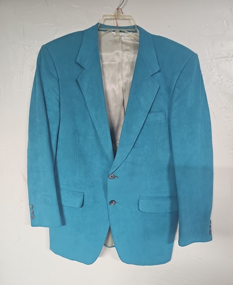 Vintage 80s Ultrasuede Teal Blazer Mens 40R Northridge Jacobsons