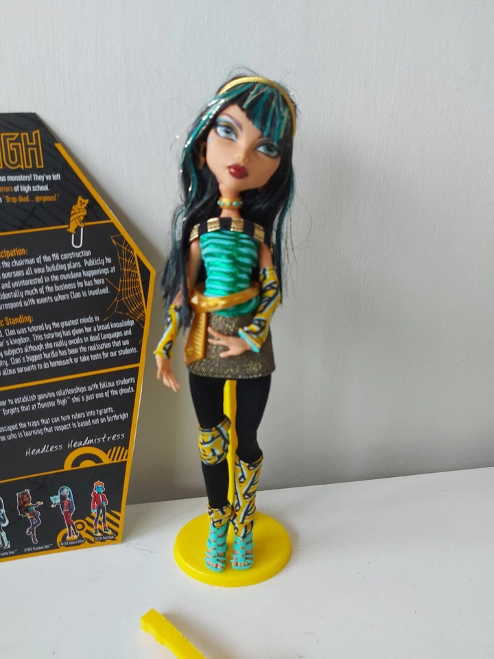 Monster High Doll Cleo De Nile Wave 1 Signature V7991 2011 Rare Black Elastics - Image 2 of 4
