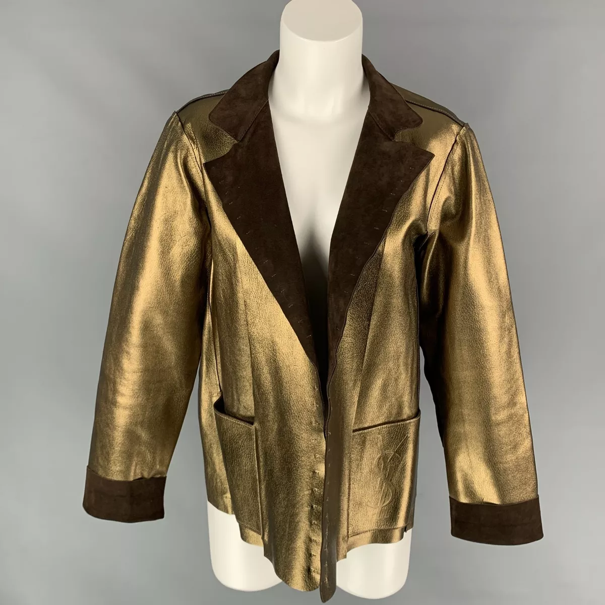 YVES SAINT LAURENT by TOM FORD Size L Gold & Brown Leather Reversible Jacket