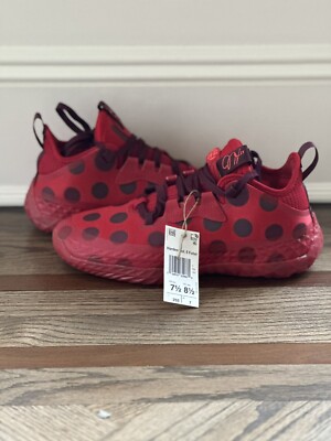 M 7 W 8.5 New ADIDAS Harden Vol 5 Futurenatura Polka Dot Red Basketball Sneaker