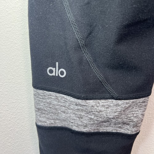 Alo Women's Sheila High Rise Leggings Black Gray Color Block Stretch Yoga Small - Picture 8 of 10