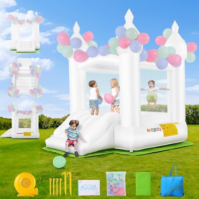 Inflatable Bounce House with Slide, Bouncy Castle w/Air Blower for Wedding Party