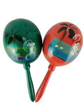 Vintage Hand Painted Mexican Maracas Gourd Shaker Music Cozumel Mexico 9