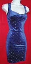 FOREVER 21 WOMEN'S BODYCON SILVER RHINESTONE SLEEVELESS BLUE DRESS STRETCHY M
