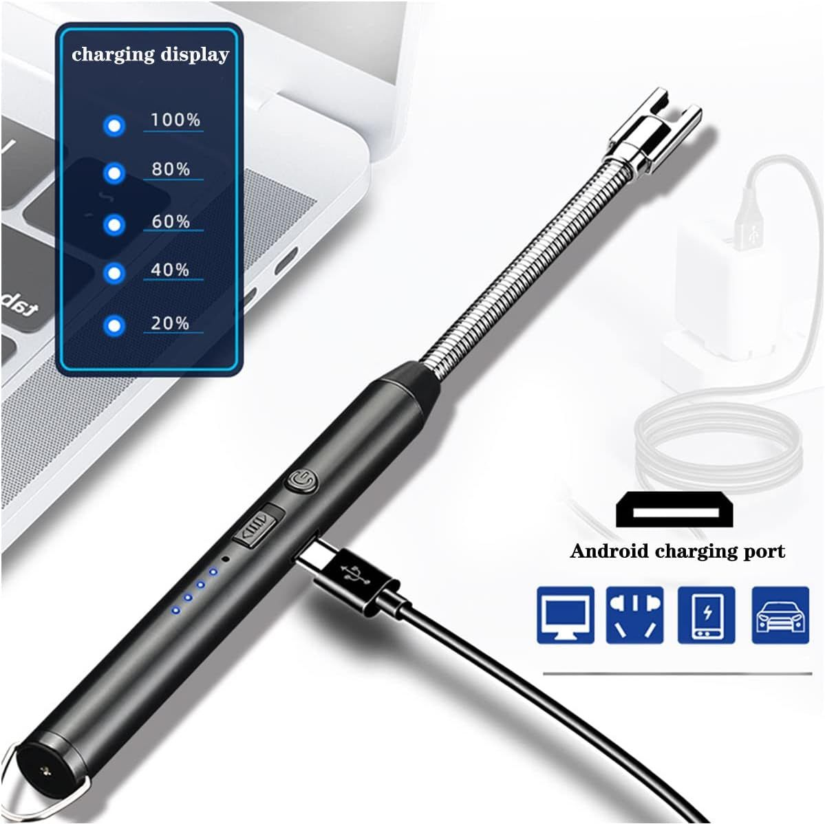 USB Electric Rechargeable Candle Lighter, Windproof Flameless Arc Lighter...