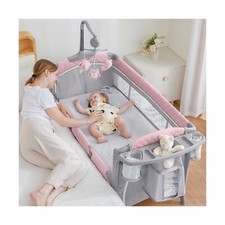 ADOVEL Baby Bassinet Bedside Crib, Pack and Play with Mattress, Diaper Change...