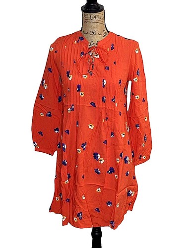 old navy red floral wrap dress Old Navy Women's Red Floral Cotton V-Neck 3/4 Sleeve Knee Length Wrap Dress M