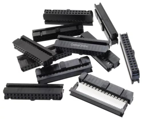 10-Pack 30-Pin (2x15) Female IDC 2.54mm Pitch Connectors for Flat Ribbon Cable