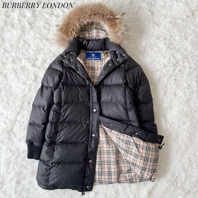 BURBERRY BLUE LABEL Down jacket long coat size38 Nova check fur 
