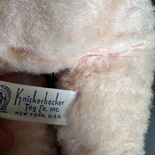 Muñeca vintage KNICKERBOCKER SLEEPY HEAD cara de goma años 50 felpa rosa rubia niña - Imagen 8 de 10