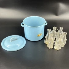 Amsco Doll-E-Toys Baby Bottle Sterilizer Evenflo Glass Bottle,metal, Blue 1950