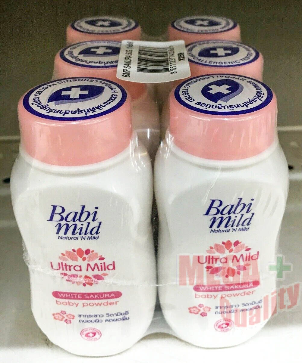 6x 45g Babi Mild Sweety Pink Plus Double Milk + Bright Sakura Smooth Baby Powder