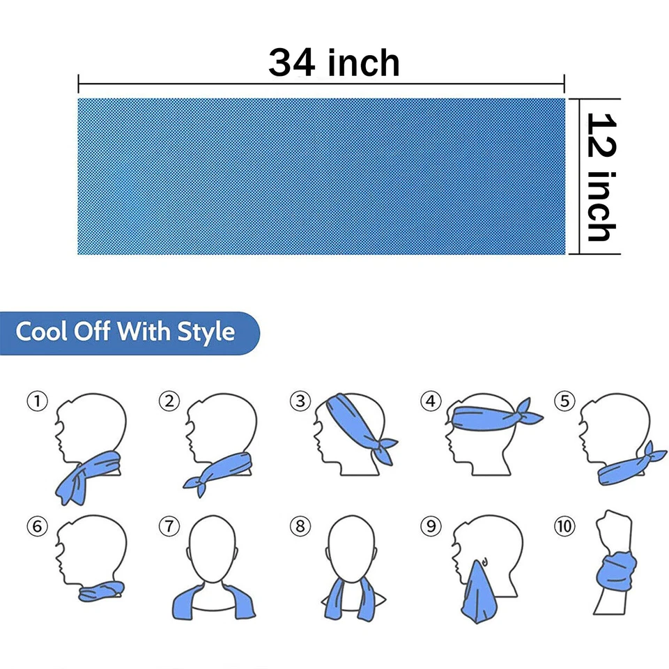 5PCS Ice Cold Instant Cooling Jogging Gym Chilly Pad Sports Yoga Towel Running - Image 2 of 4