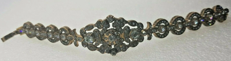 Pulsera vintage rara y única de metal y piedras de Swarovski Foto 4 de 4